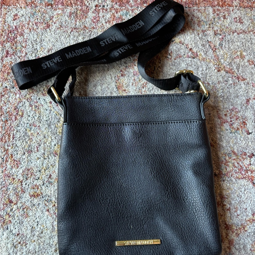 Steve Madden Black Crossbody Bag with Branded Strap